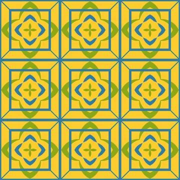Vector seamless geometric ornamental pattern. Tile mosaic vibrant texture D.. Stock Illustration