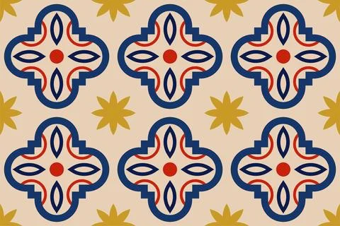 Vector seamless geometric ornamental pattern. Tile mosaic vibrant texture D.. Illustrazione stock