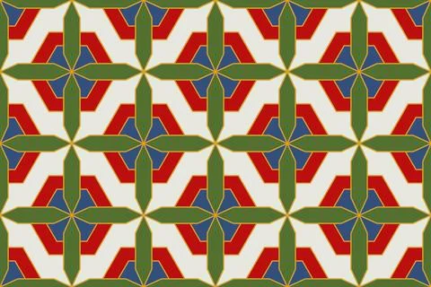 Vector seamless geometric ornamental pattern. Tile mosaic vibrant texture D.. Stock Illustration