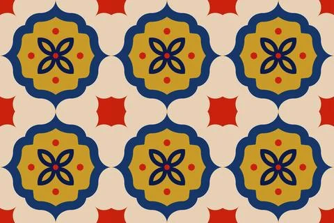 Vector seamless geometric ornamental pattern. Tile mosaic vibrant texture D.. Stock Illustration