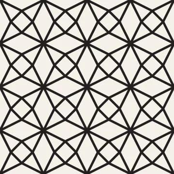 Vector seamless geometric pattern. Aabstract thin lines lattice. Simple monoc Stock Illustration