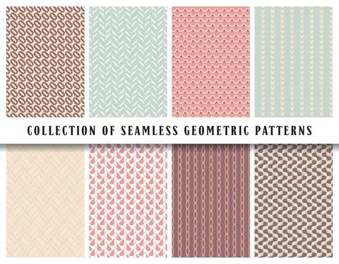 Vector seamless geometric pattern background, collection. Colored abstract en Stock Illustration