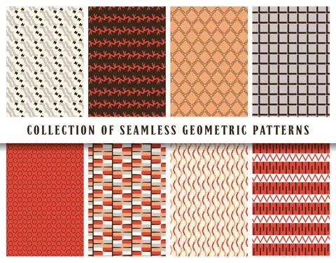 Vector seamless geometric pattern background, collection. Colored abstract en Stockillustratie