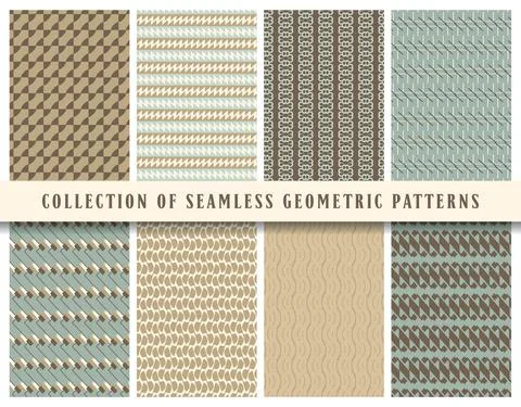 Vector seamless geometric pattern background, collection. Colored abstract en Illustrazione stock
