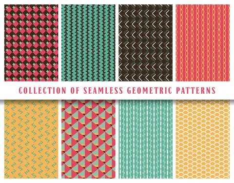 Vector seamless geometric pattern background, collection. Colored abstract en Illustrazione stock