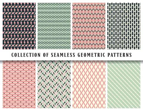 Vector seamless geometric pattern background, collection. Colored abstract en Stock Illustration