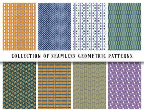 Vector seamless geometric pattern background, collection. Colored abstract en イラスト素材
