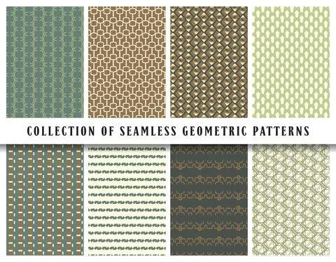 Vector seamless geometric pattern background, collection. Colored abstract en Stock Illustration