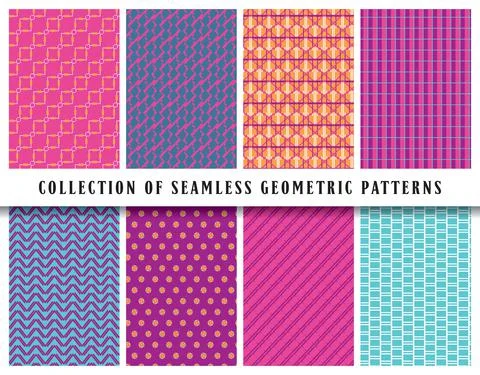 Vector seamless geometric pattern background, collection. Colored abstract en Illustrazione stock