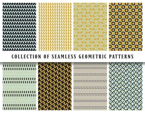Vector seamless geometric pattern background, collection. Colored abstract en Illustrazione stock