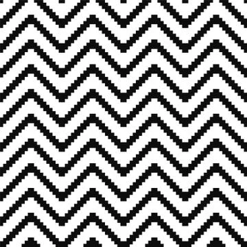 Vector seamless geometric pattern - black and white zigzag texture. Fabric Illustrazione stock