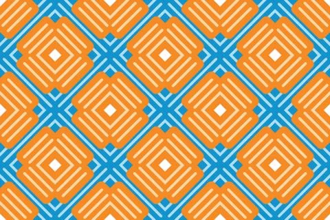 Vector seamless geometric pattern. Brown and light blue lines, white squares, Stock Illustration