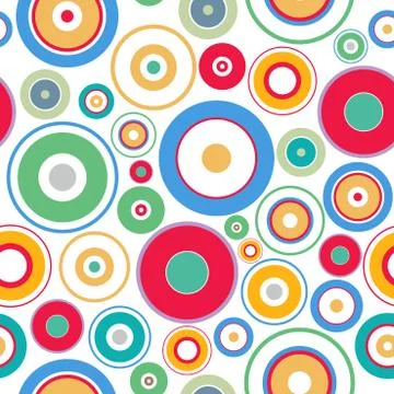 Vector seamless geometric pattern with colorful dots and circles. Repeatable イラスト素材