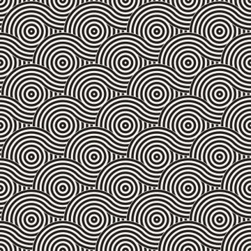 Vector seamless geometric pattern composed with circles and lines. Modern s.. 스톡 일러스트