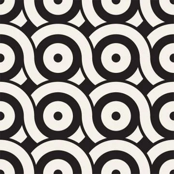 Vector seamless geometric pattern composed with circles and lines. Modern s.. Stock Illustration