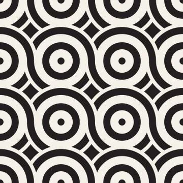 Vector seamless geometric pattern composed with circles and lines. Modern s.. Stock Illustration