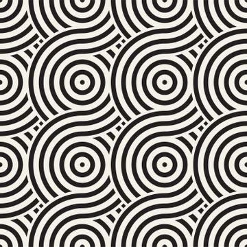 Vector seamless geometric pattern composed with circles and lines. Modern s.. Stock Illustration