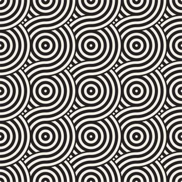 Vector seamless geometric pattern composed with circles and lines. Modern s.. 스톡 일러스트