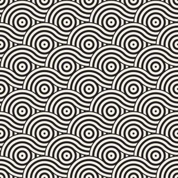 Vector seamless geometric pattern composed with circles and lines. Modern sty 스톡 일러스트