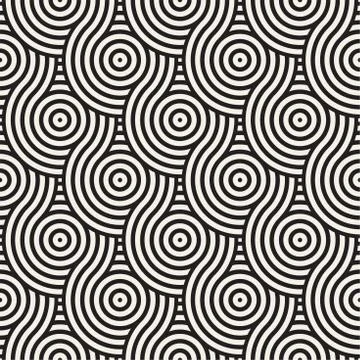 Vector seamless geometric pattern composed with circles and lines. Modern sty Illustrazione stock