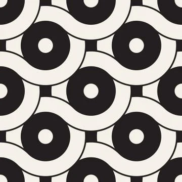 Vector seamless geometric pattern composed with circles and lines. Modern sty 스톡 일러스트