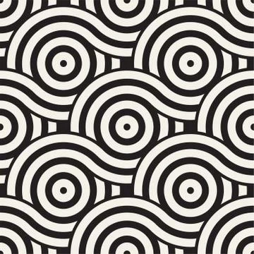 Vector seamless geometric pattern composed with circles and lines. Modern sty Stock Illustration