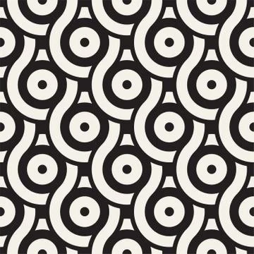 Vector seamless geometric pattern composed with circles and lines. Modern sty Stock Illustration