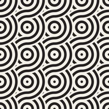 Vector seamless geometric pattern composed with circles and lines. Modern sty Stock Illustration