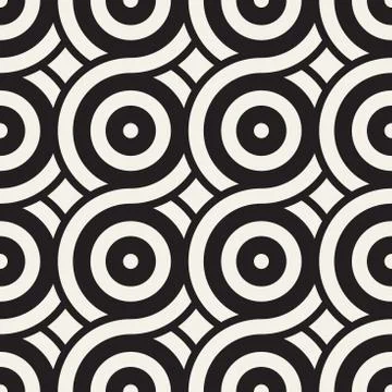 Vector seamless geometric pattern composed with circles and lines. Modern sty 스톡 일러스트