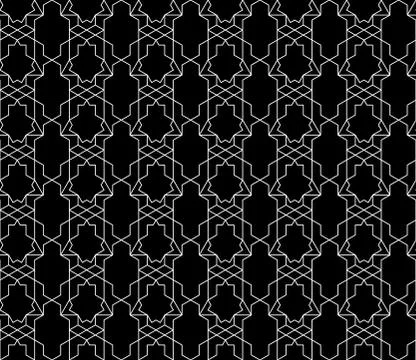 Vector seamless geometric pattern with editable weight of stroke Stock Illustration