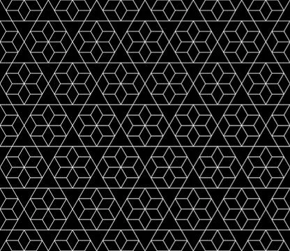 Vector seamless geometric pattern with editable weight of stroke 库存插图