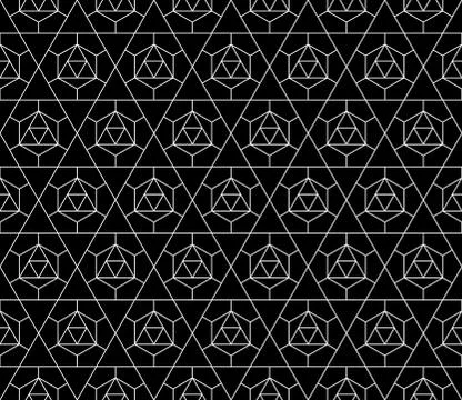 Vector seamless geometric pattern with editable weight of stroke Stock Illustration