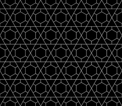 Vector seamless geometric pattern with editable weight of stroke Stock Illustration