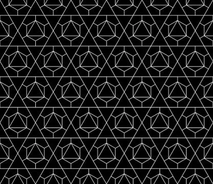 Vector seamless geometric pattern with editable weight of stroke Stock Illustration