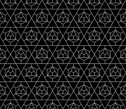 Vector seamless geometric pattern with editable weight of stroke Stock Illustration