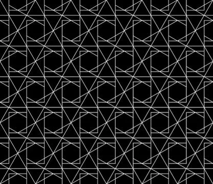 Vector seamless geometric pattern with editable weight of stroke Stock Illustration