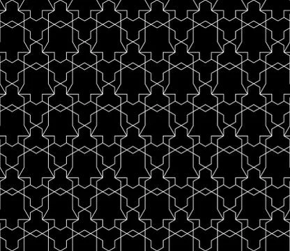 Vector seamless geometric pattern with editable weight of stroke Stock Illustration