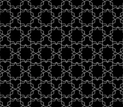 Vector seamless geometric pattern with editable weight of stroke Stock Illustration