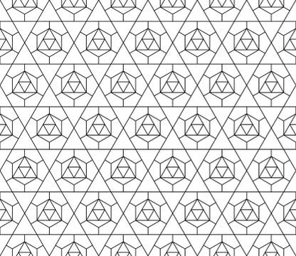 Vector seamless geometric pattern with editable weight of stroke Stock Illustration