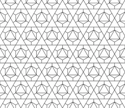 Vector seamless geometric pattern with editable weight of stroke 库存插图