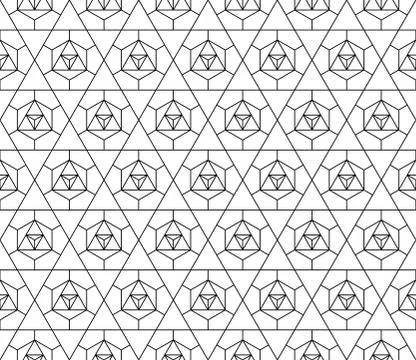 Vector seamless geometric pattern with editable weight of stroke Stock Illustration
