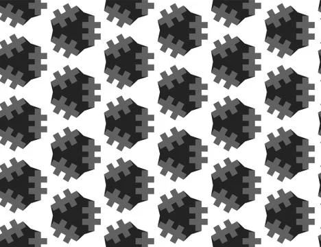 Vector seamless geometric pattern. grey and black lines, shapes, white backgr Stock Illustration