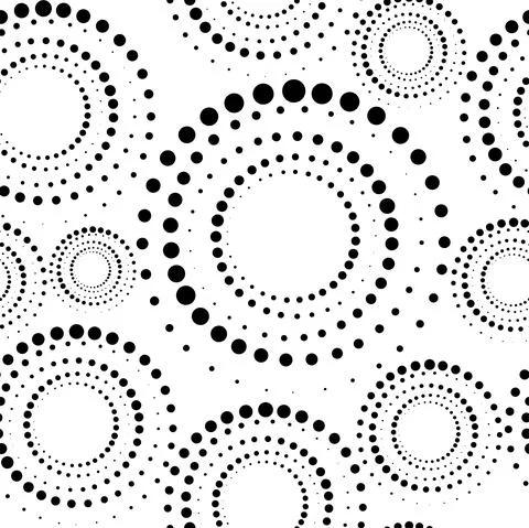 Vector. Seamless geometric pattern. Halftone monochrome dots in circle shape. Illustrazione stock