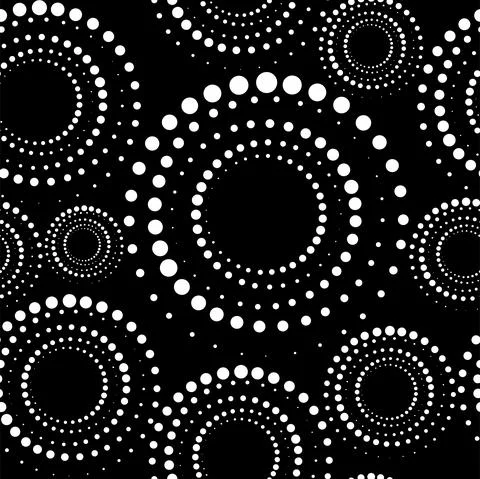 Vector. Seamless geometric pattern. Halftone monochrome dots in circle shape. Illustrazione stock