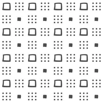 Vector seamless geometric pattern of hand-drawn squares. Dark gray pattern on Stock Illustration