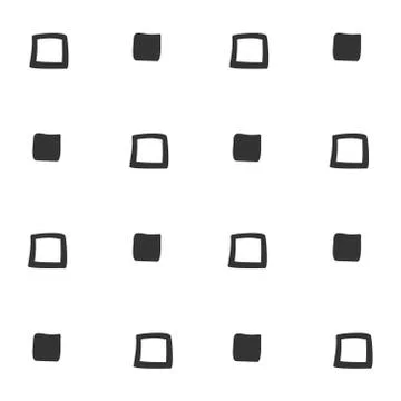 Vector seamless geometric pattern of hand-drawn squares. Dark gray pattern on Stock Illustration
