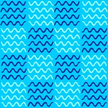 Vector seamless geometric pattern of hand-drawn waves on a blue background. F Illustrazione stock