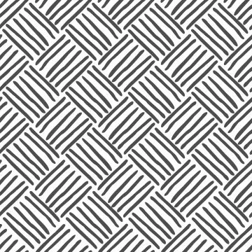 Vector seamless geometric pattern of hand-drawn black diagonal stripes, lines Stock Illustration