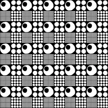 Vector seamless geometric pattern of hand-drawn white circles of different si Stock Illustration