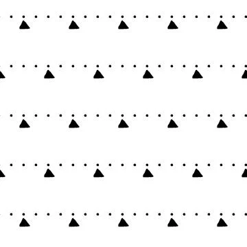 Vector seamless geometric pattern of hand-drawn black triangles and dots on a Stock Illustration